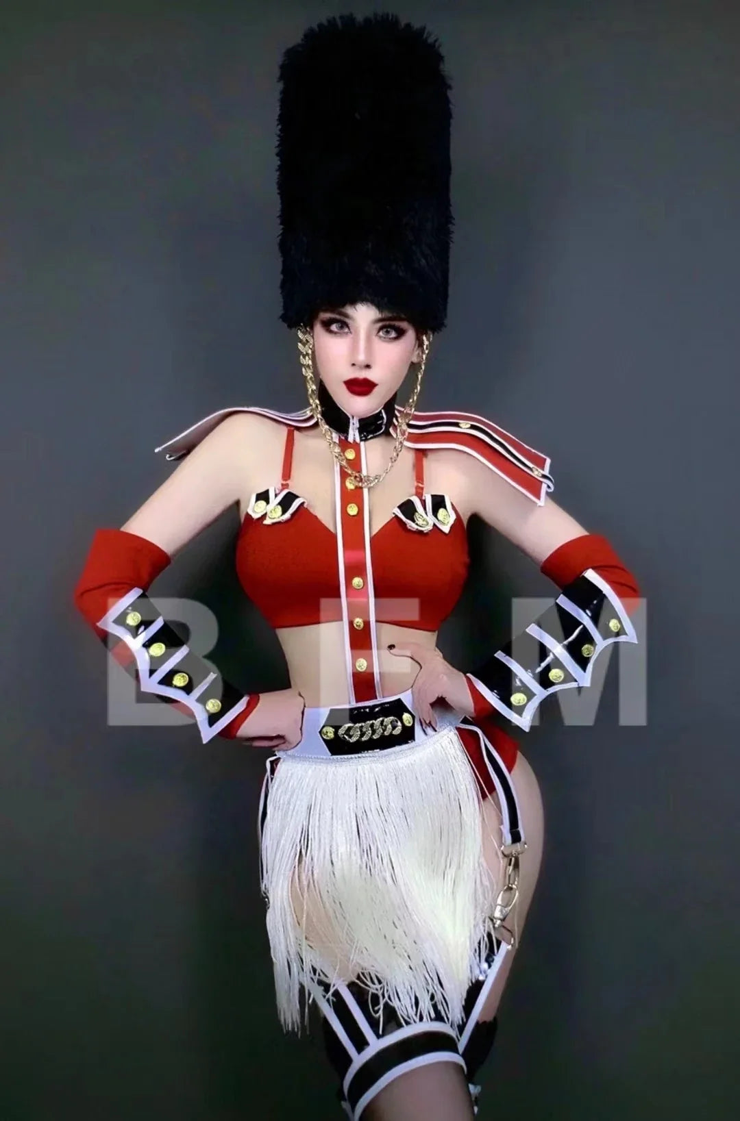 Bar Nightclub DJ DS Gogo Dance Costume Women Dancer Team Stage Party Rave Outfits Military Style Performance Drag Queen Costume
