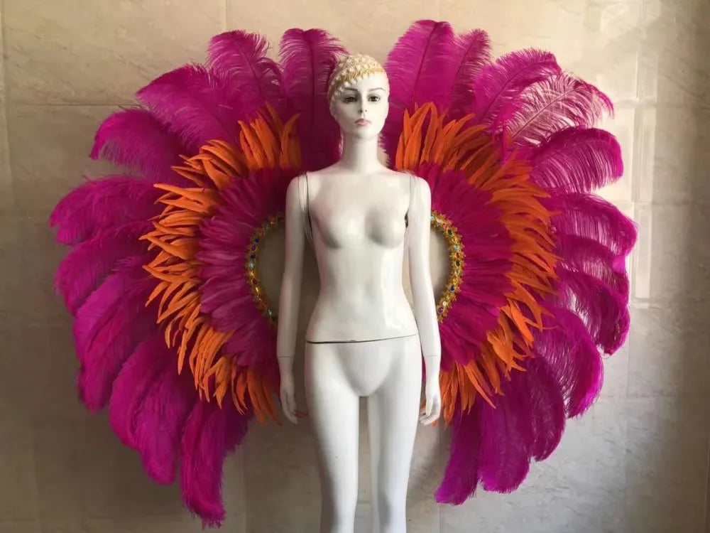 Two-Tone Feather Wing Backpiece Stage Costume Accessory