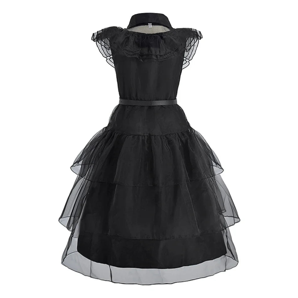 Black Witch Halloween Princess Dress Kids Cosplay Gown