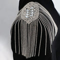 Rhinestone Tassel Chain Epaulette Shoulder Pad Applique