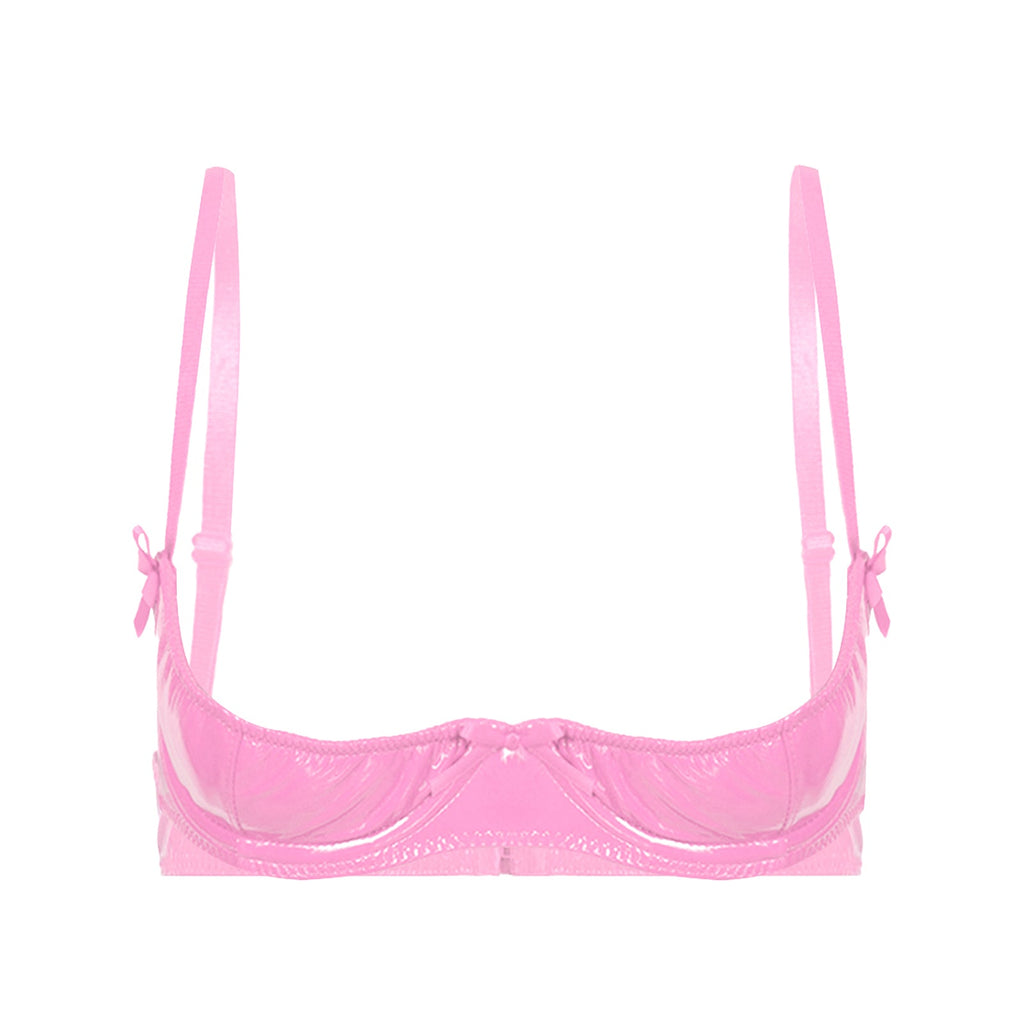 Patent Leather Underwired Open-Cup Bra