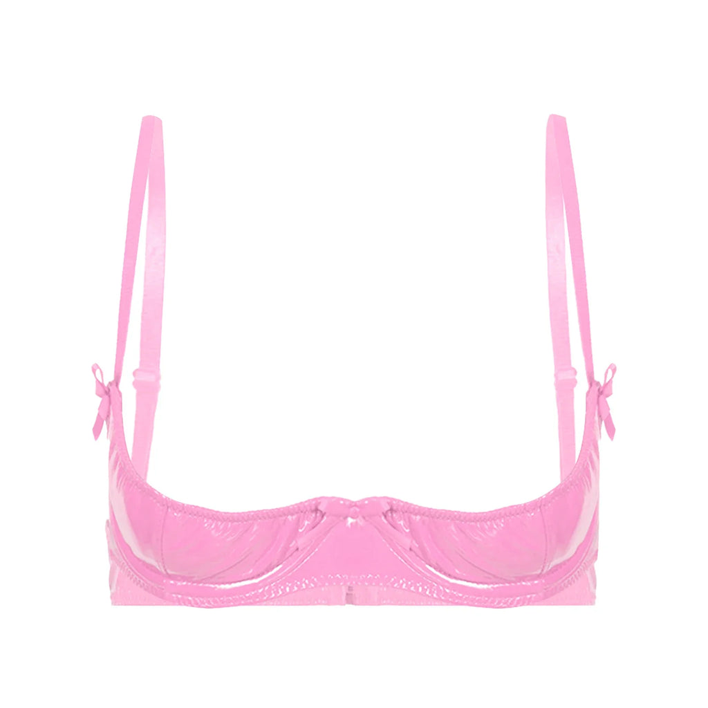 Patent Leather Underwired Open-Cup Bra