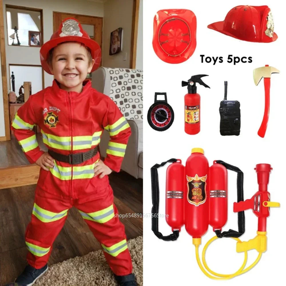 Kids Fireman Cosplay Costume Uniform – Role Play Outfit
