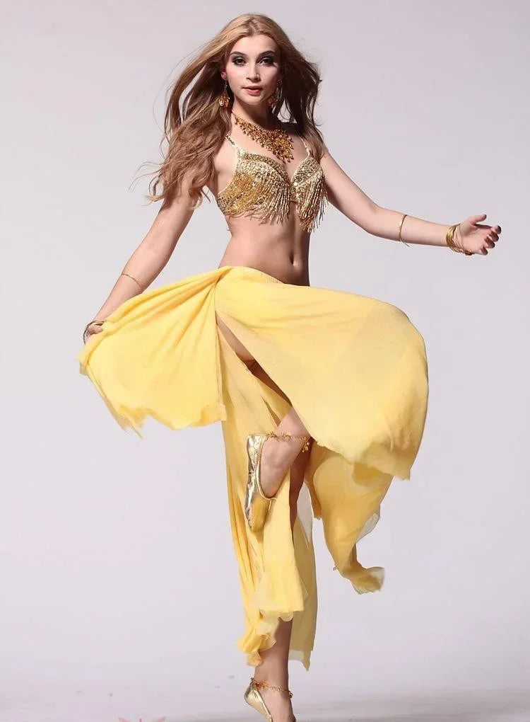 The Stardust Prism Sirena – Deluxe Beaded & Sequined Tassel Belly Dance Bra Top