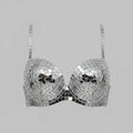 Luxury Reflective Mirror Halter Bra & High-Waisted Shorts Set