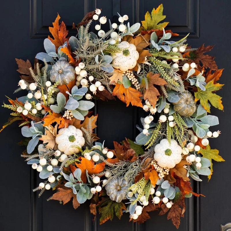 Fall Pumpkin, Berry & Maple Leaf Wreaths