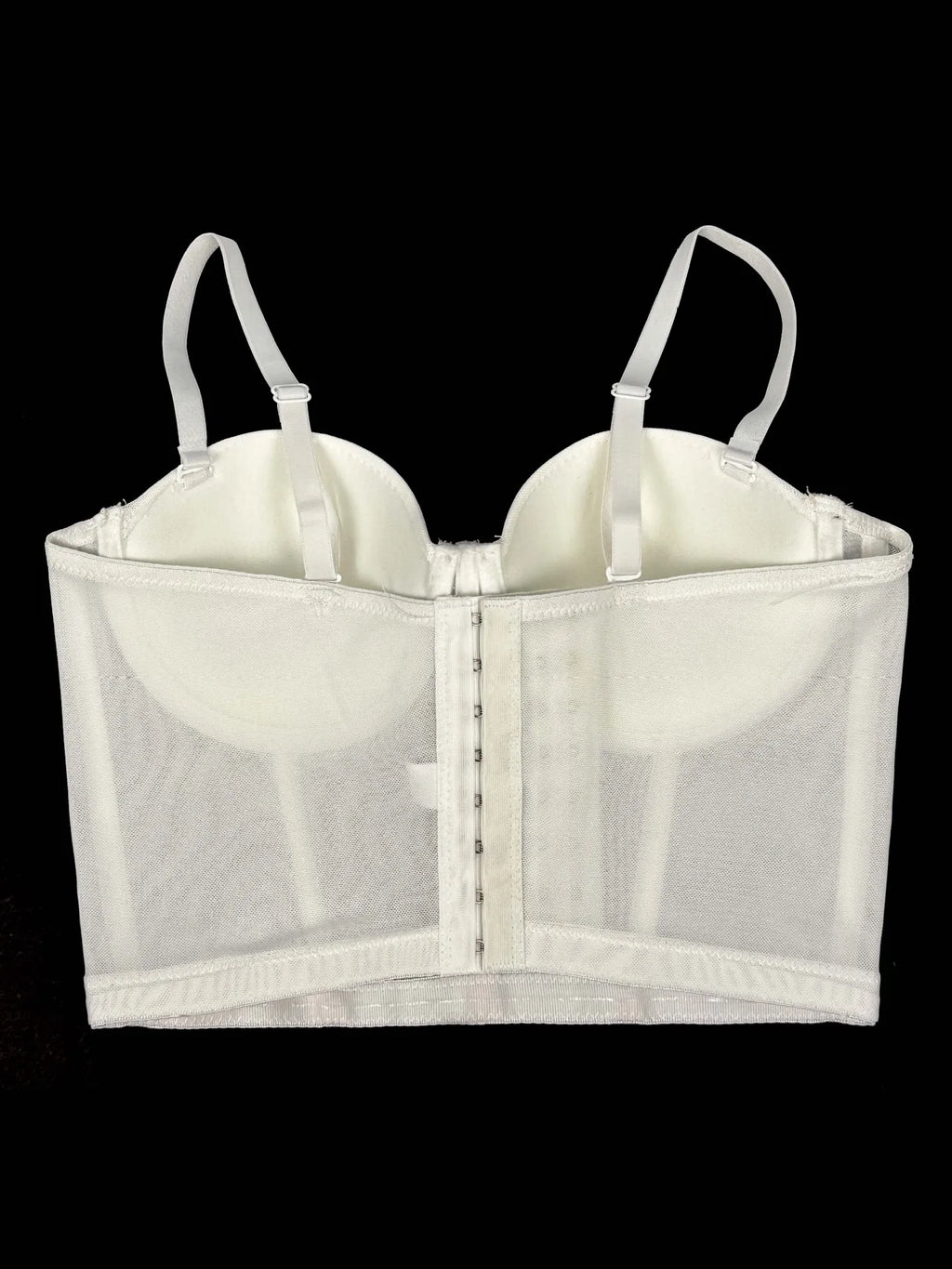 Mesh Bustier Corset Crop Top Diamond Embroidery Tassel Evening Party Bralette