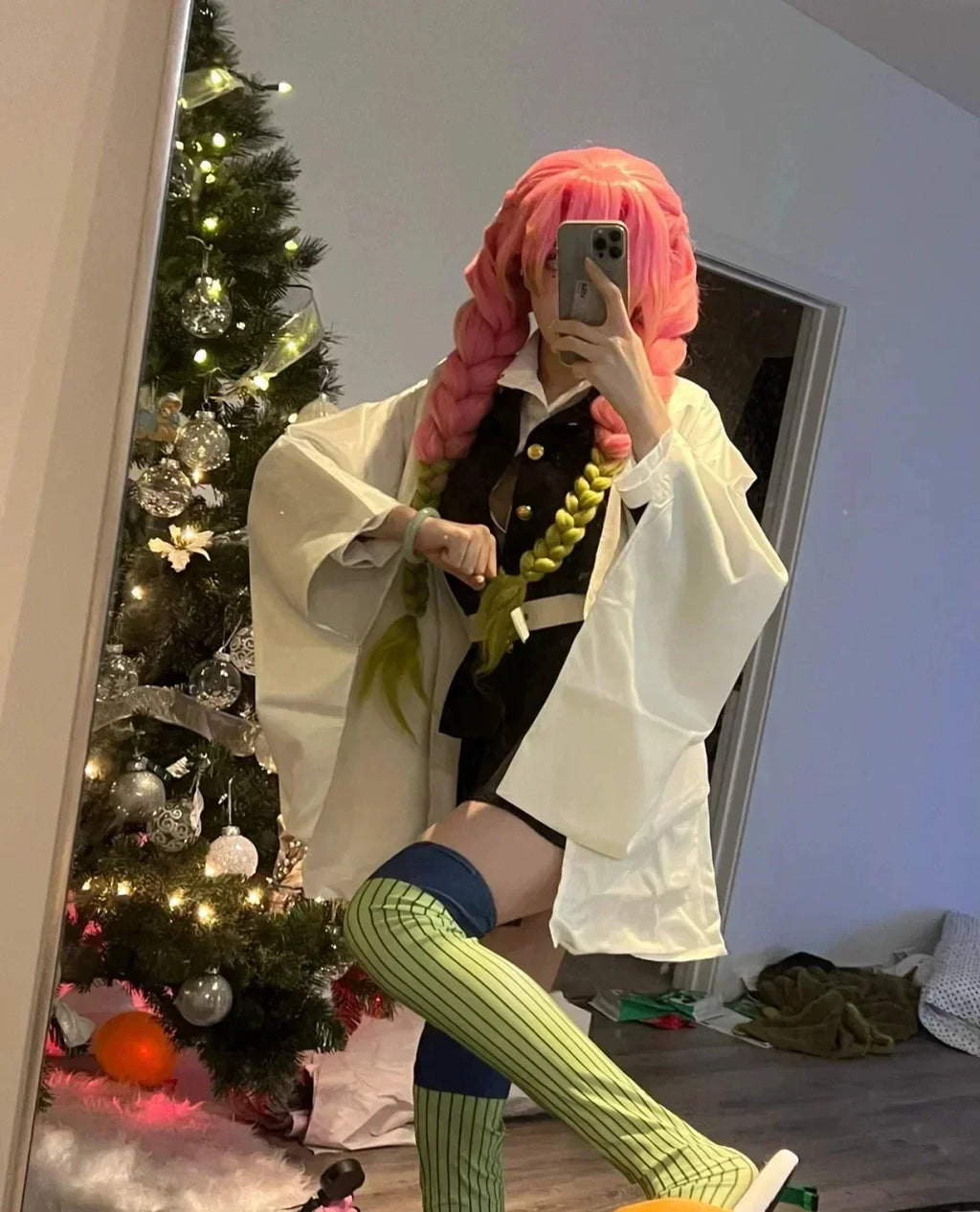 Kanroji Mitsuri Cosplay Costume with Wig & Haori