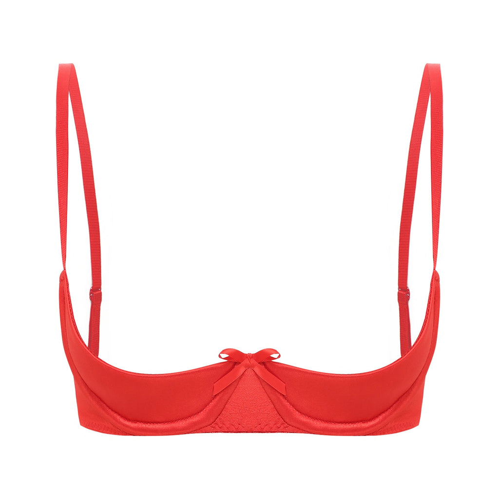 Satin Underwire Half-Cup Push-Up Bra