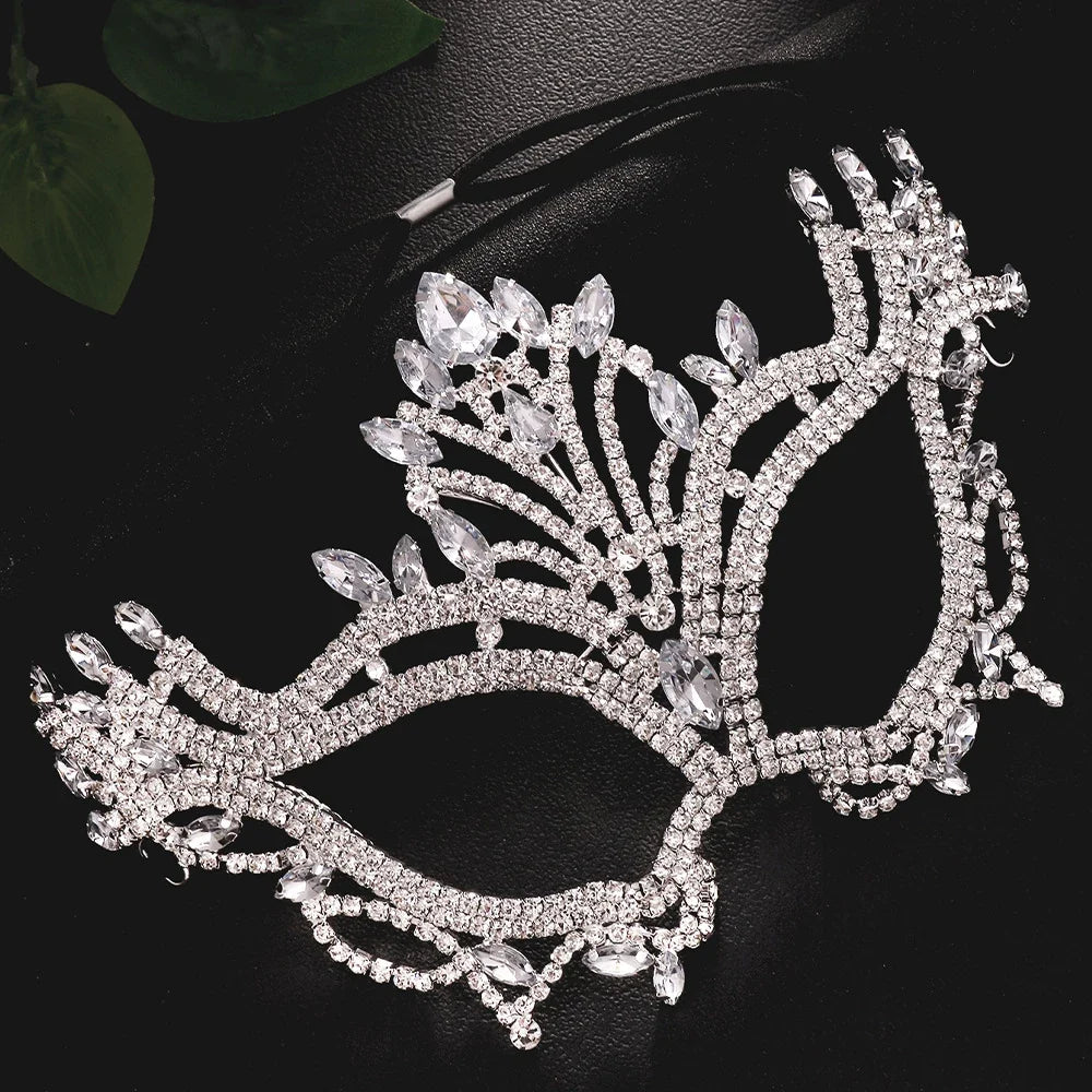 Rhinestone Mask Veil Performance Face Accessories