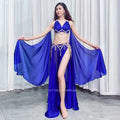Rhinestone Studded Top & High-Slit Long Skirt Belly Dance Performance Set