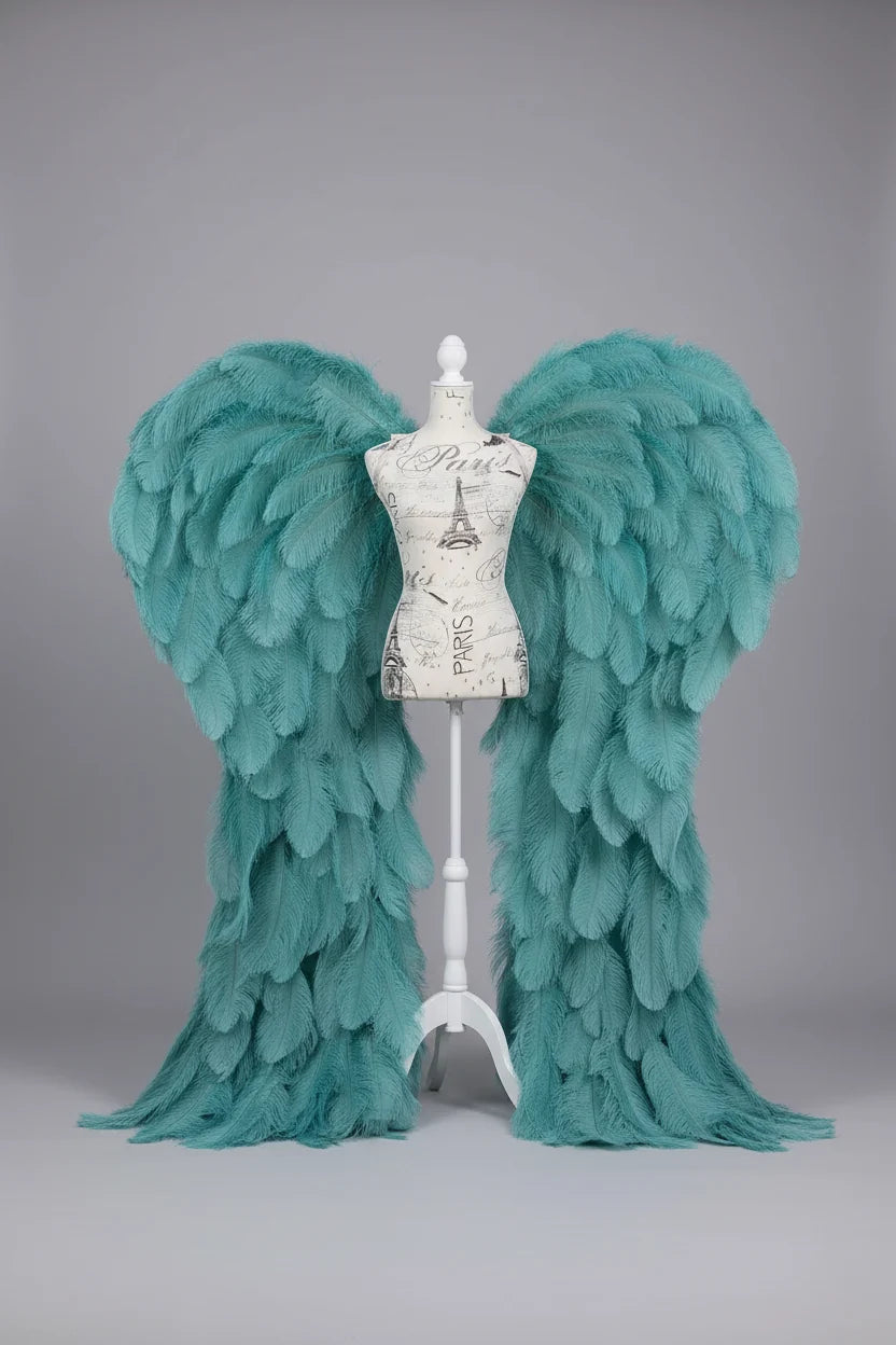The Stardust Empress Royale – Deluxe Ostrich Feather Angel Wings Stage Performance Prop