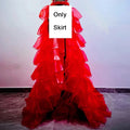 Hollow-Out Rhinestone Bodysuit & Feathered Layered Skirt Carnival Costume Set