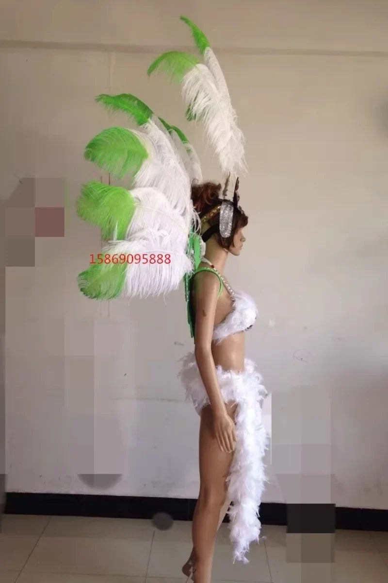 Sequined Butterfly-Style Costume Backpiece with Draped Chain