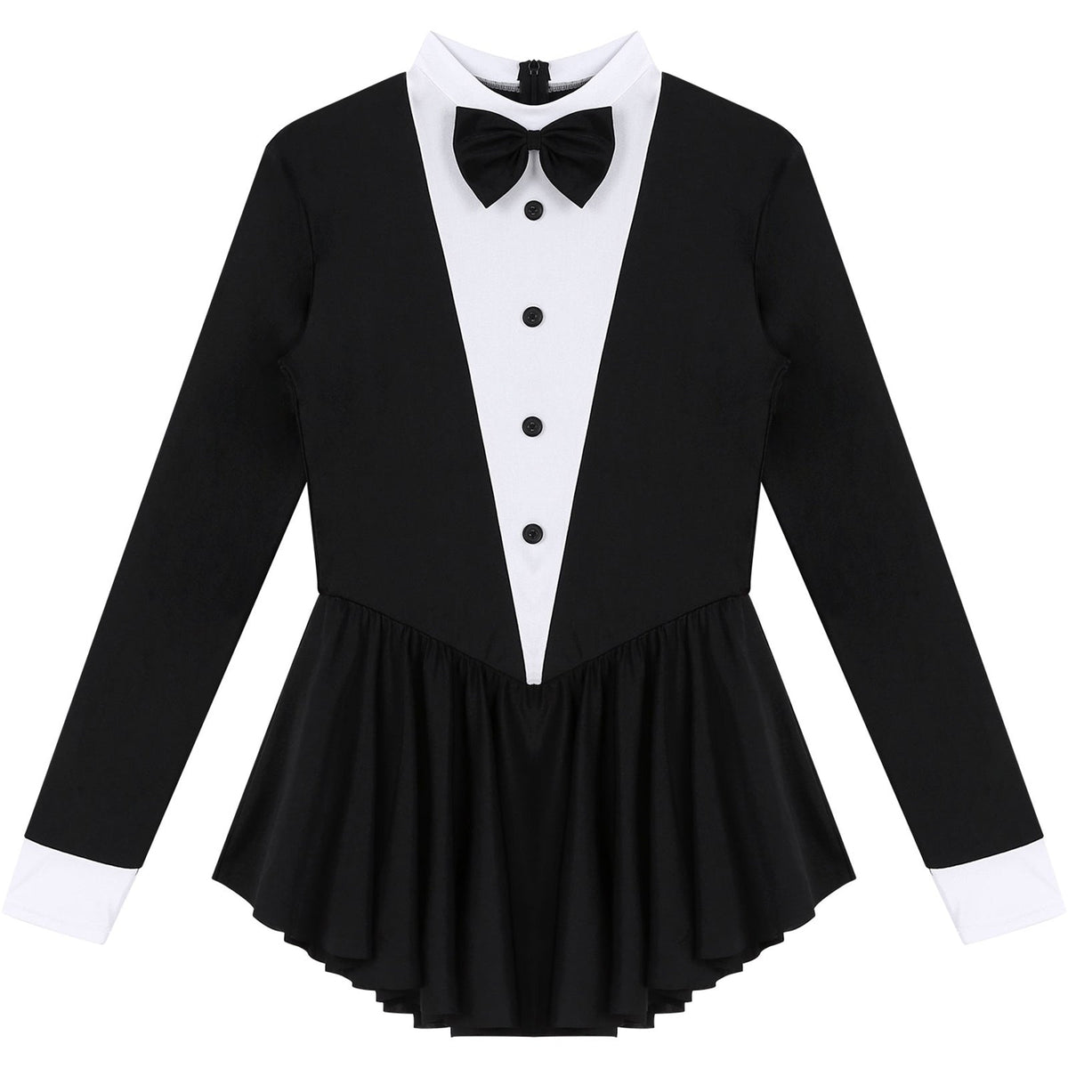 The Stardust Showgirl Tuxedo Leotard Dress – Luxury Long Sleeve Latin Dance & Stage Wear