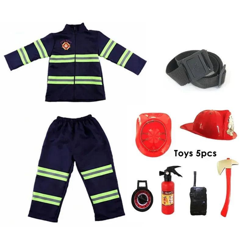 Kids Fireman Cosplay Costume Uniform – Role Play Outfit