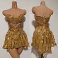 Gold Sequin Mini Dress Concert & Stage Performance Costume