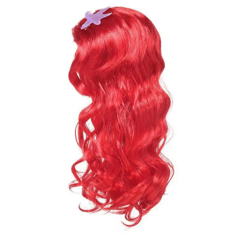 Long Red Curly Mermaid Cosplay Wig with Starfish Accessories