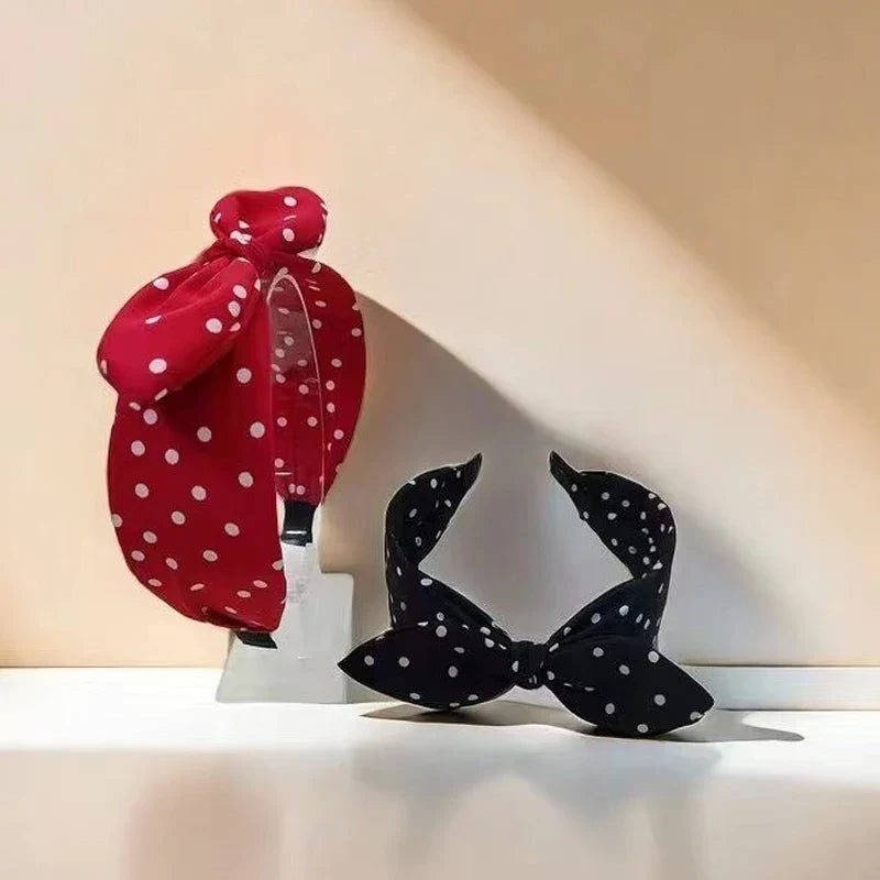 Vintage Red Bow Wide Headband for Women