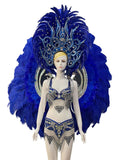 Royal Blue Feathered Gala Performance Set