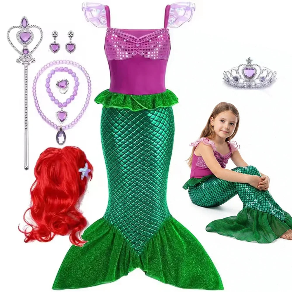 Little Mermaid Princess Halloween Dress Summer Party Gown