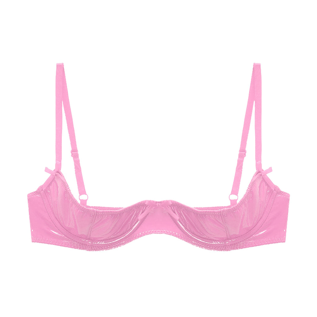 Patent Leather Underwired Open-Cup Bra