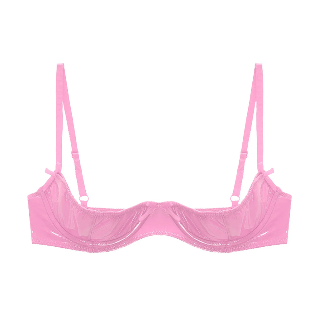Patent Leather Underwired Open-Cup Bra