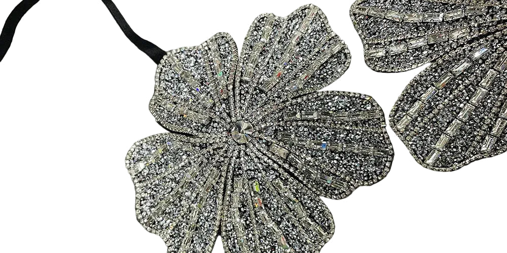 Handmade Crystal Flower Embroidery Rhinestone Costume Bra