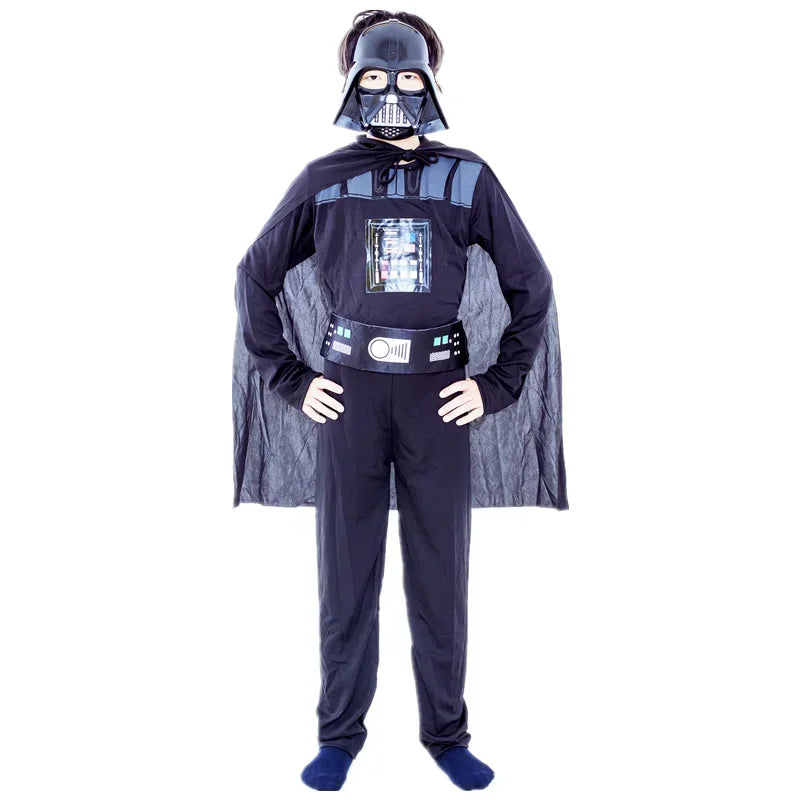 Boys Movie Mask Costume – Darth Vader Style Cape Armor Onesie