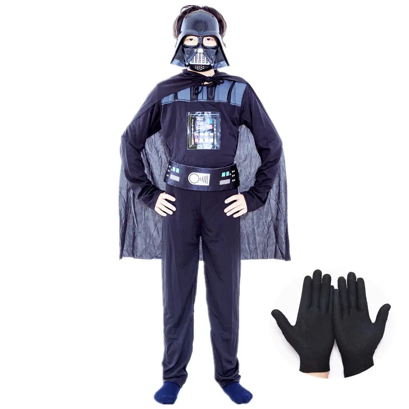 Boys Movie Mask Costume – Darth Vader Style Cape Armor Onesie