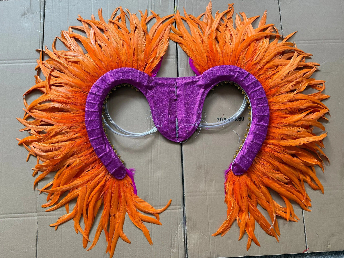 Two-Tone Feather Wing Backpiece Stage Costume Accessory