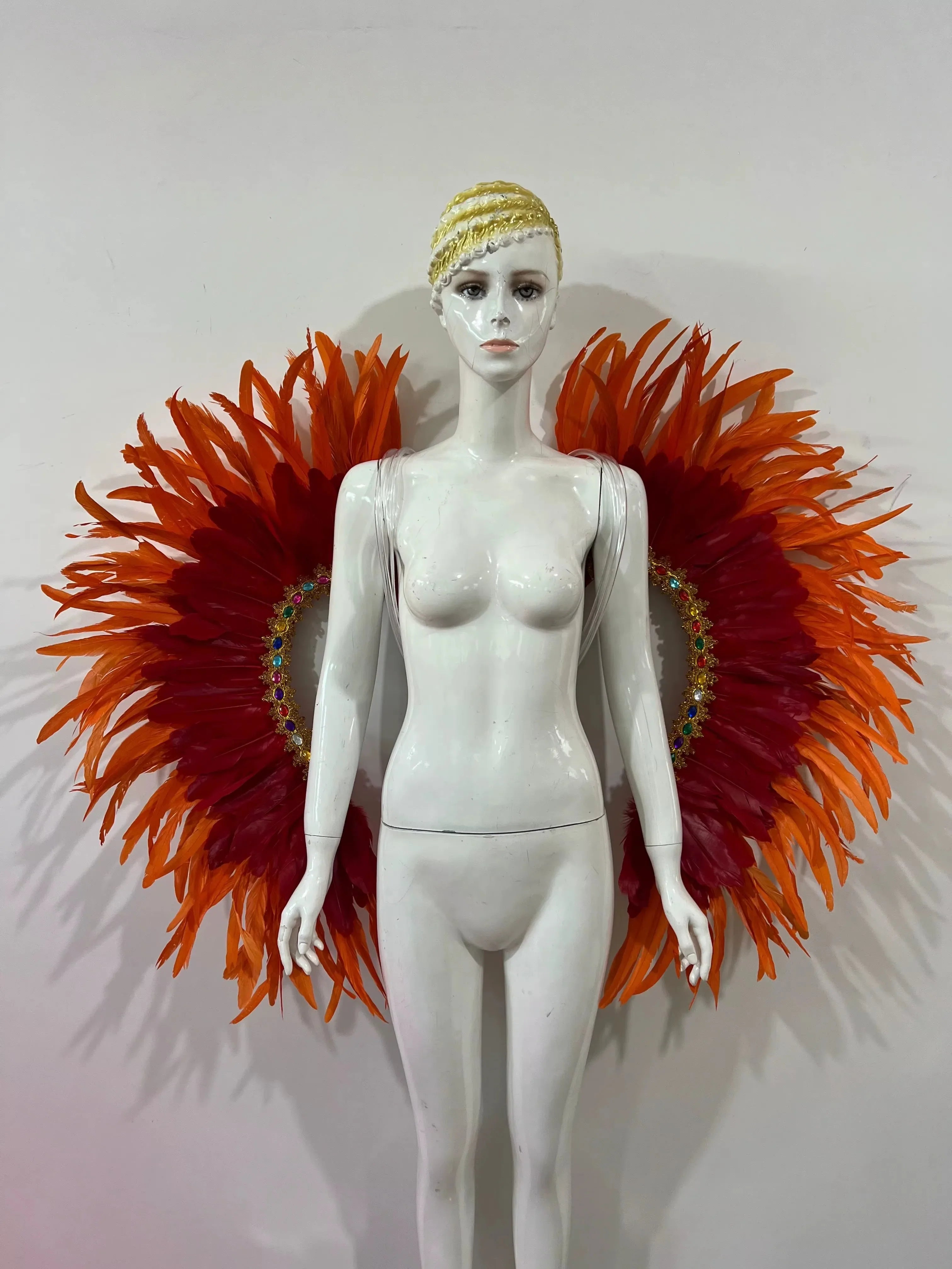 Two-Tone Feather Wing Backpiece Stage Costume Accessory