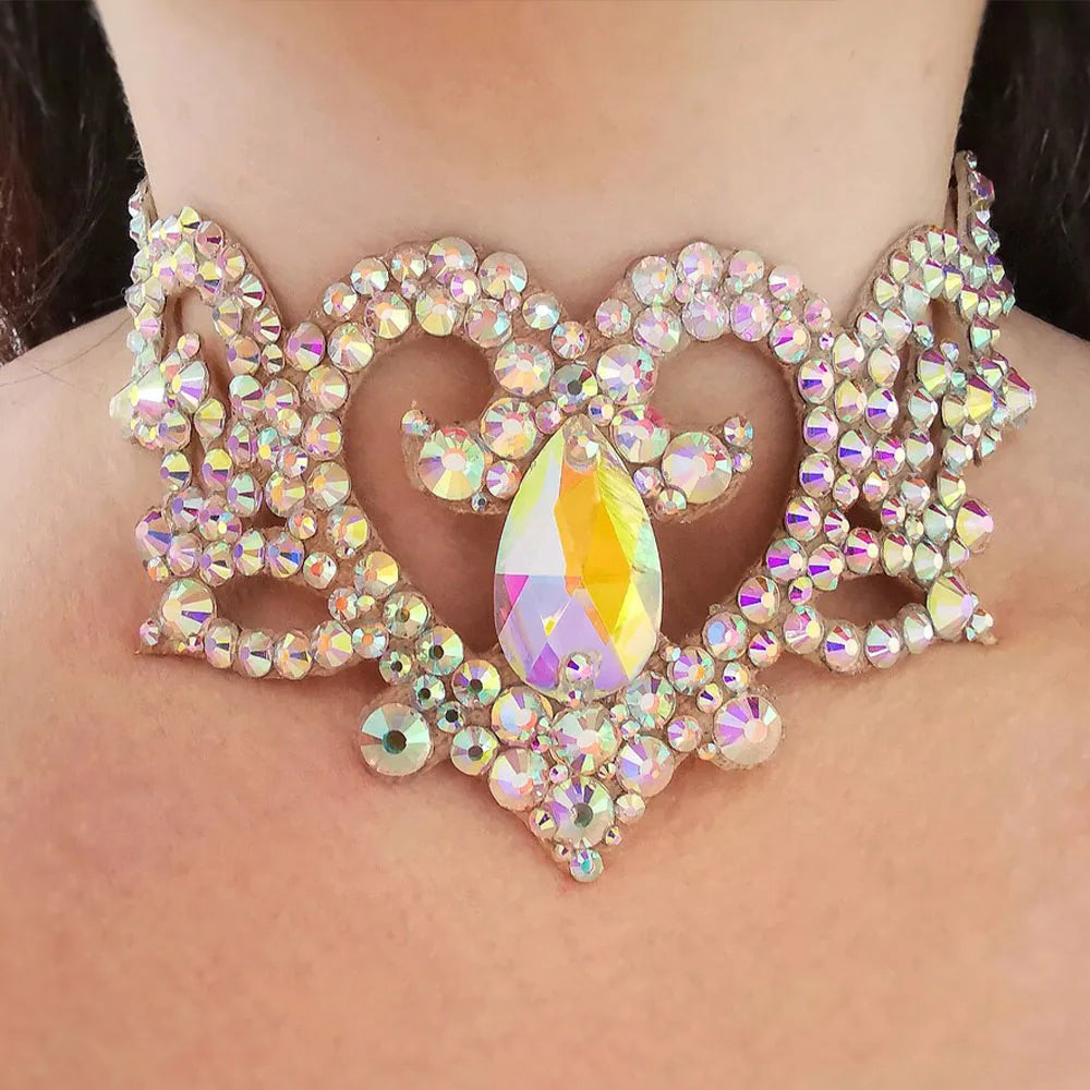 AB Rhinestone Heart Choker