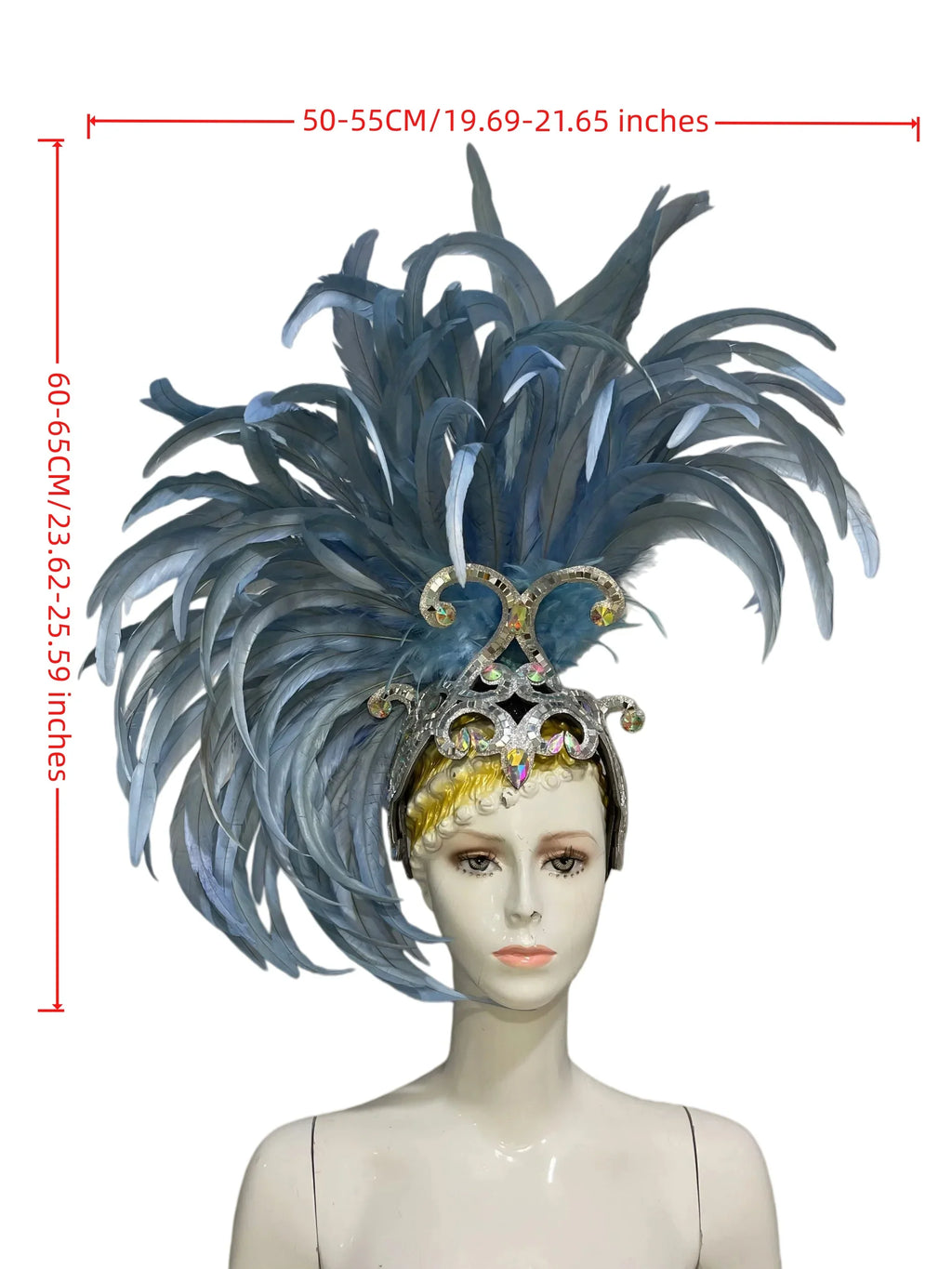 The Stardust Mirage – Exquisite Blue Feathered Samba Carnival Headdress