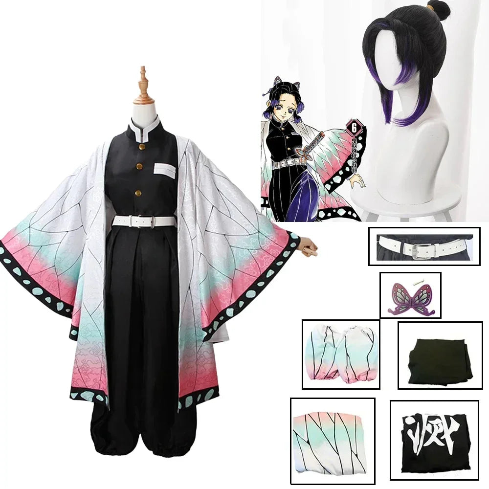 Kochou Shinobu Anime Cosplay Costume with Wig Set