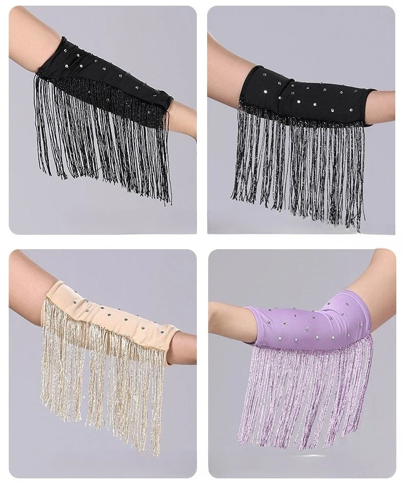 The Stardust Cabaret Fringe Sleeves – Luxury Rhinestone Performance Arm Bands