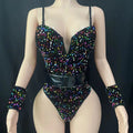 Sequined Rhinestone Bodysuit & Gogo Dance Performance Outfit