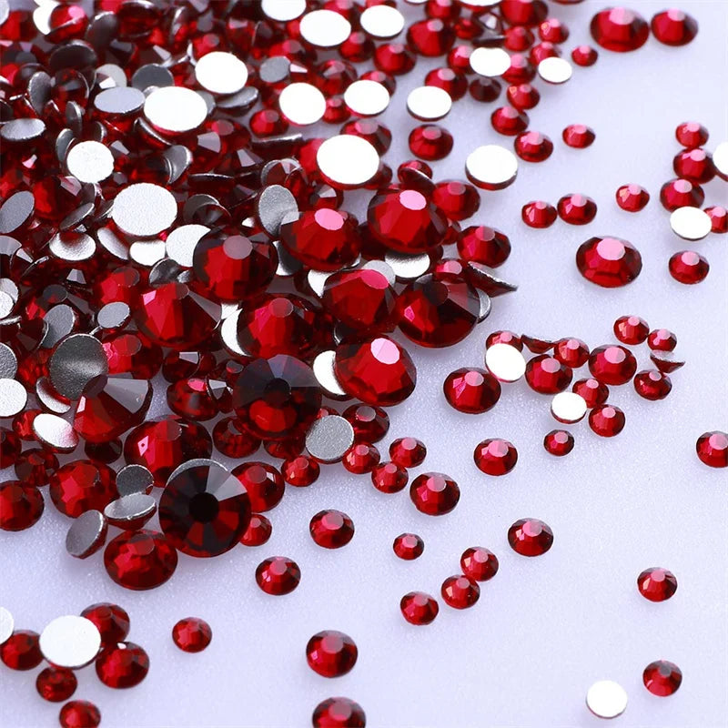 SS3-SS30 Red Series Hotfix Glass Flat-Back Rhinestones
