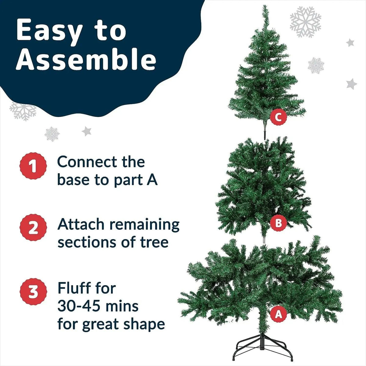 4/5/6ft Artificial Christmas Pine Tree - PVC, Eco-Friendly with Sturdy Metal Stand