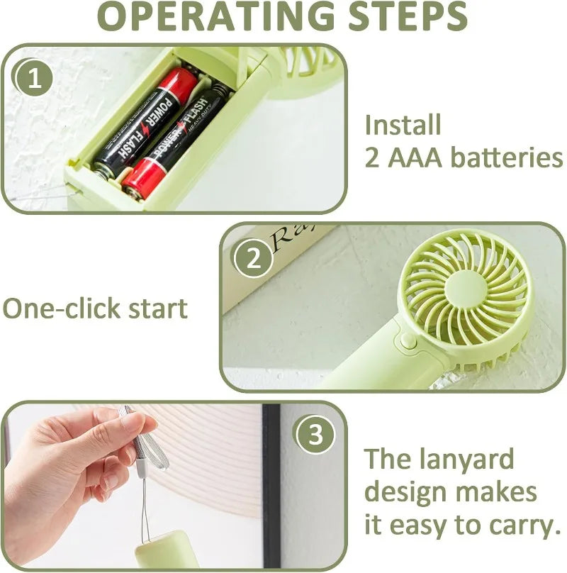 Ultra-Quiet Portable Handheld & Desktop Personal Fan