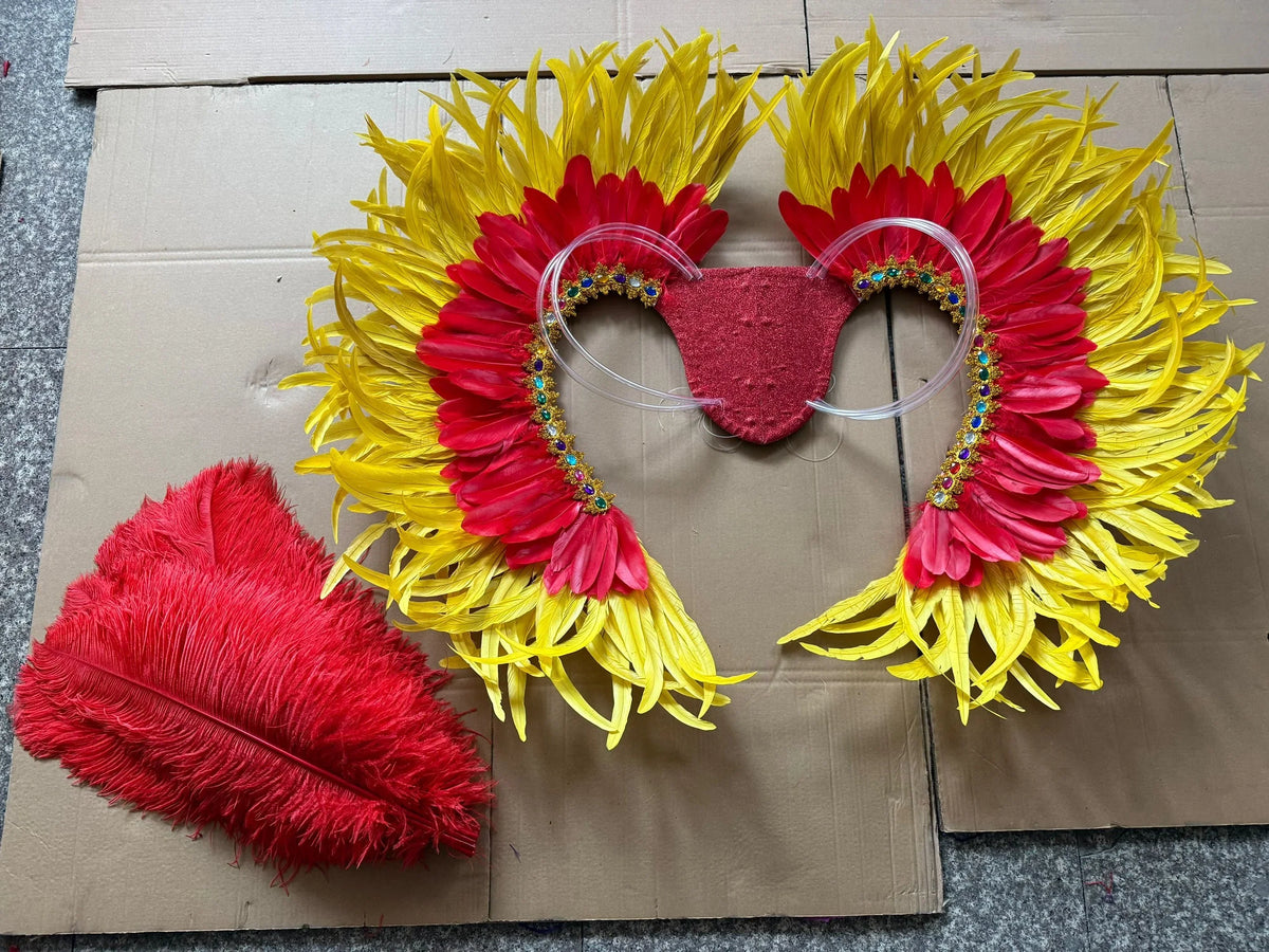 Two-Tone Feather Wing Backpiece Stage Costume Accessory