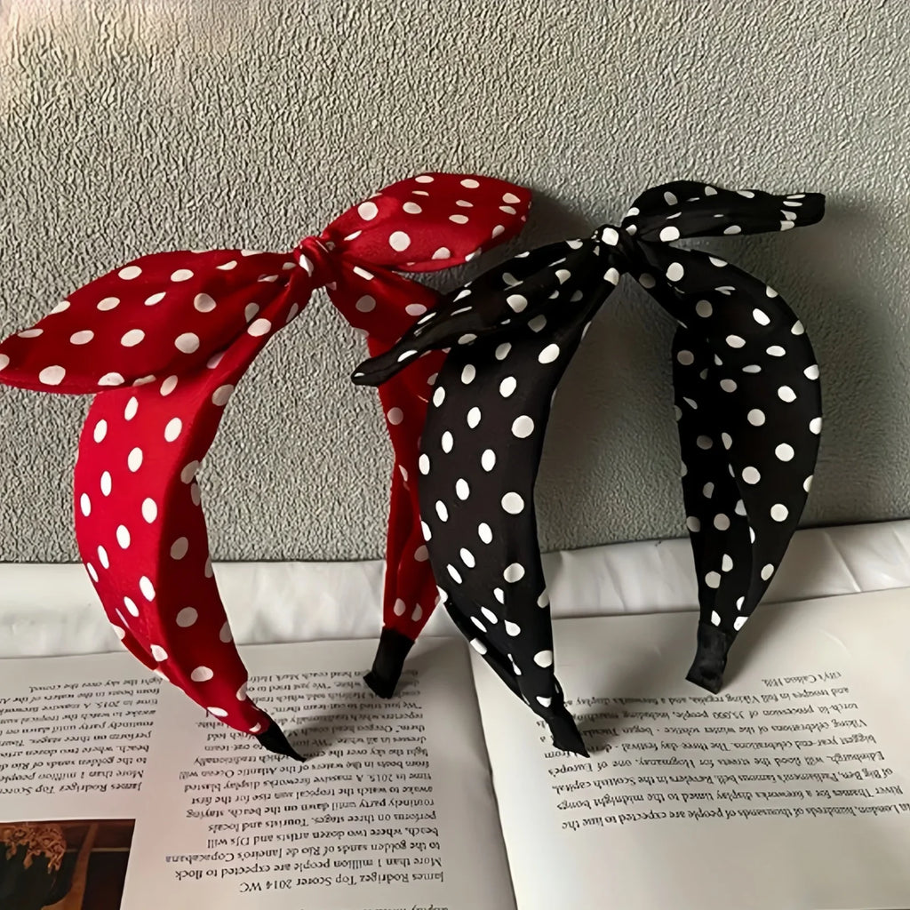 Vintage Red Bow Wide Headband for Women