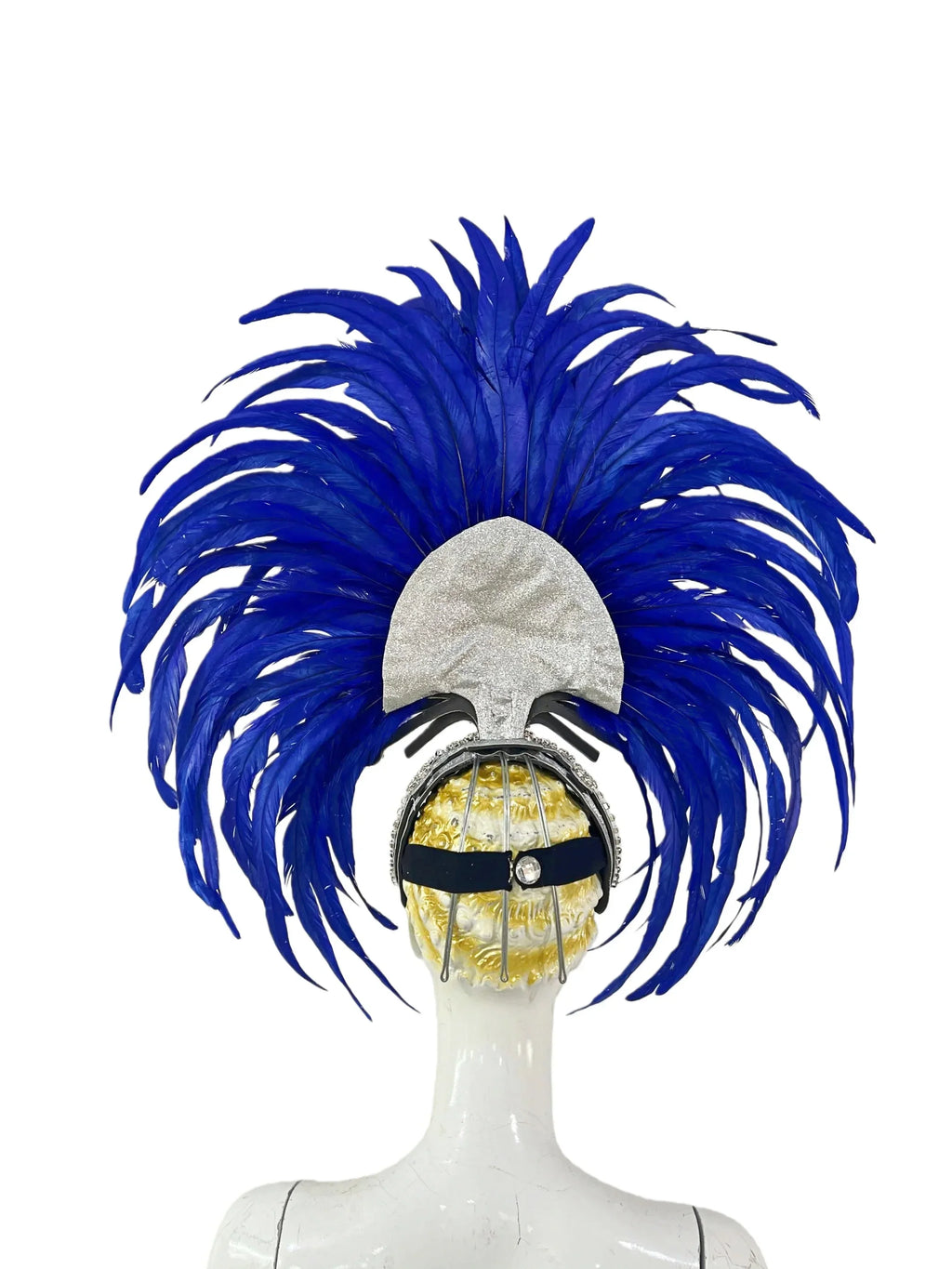 The Stardust Mirage – Premium Royal Blue & Rose Pink Feather Samba Headdress