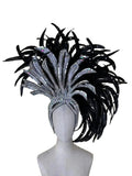 The Stardust Shadow Monarch – Premium Black Feathered Samba & Carnival Crown
