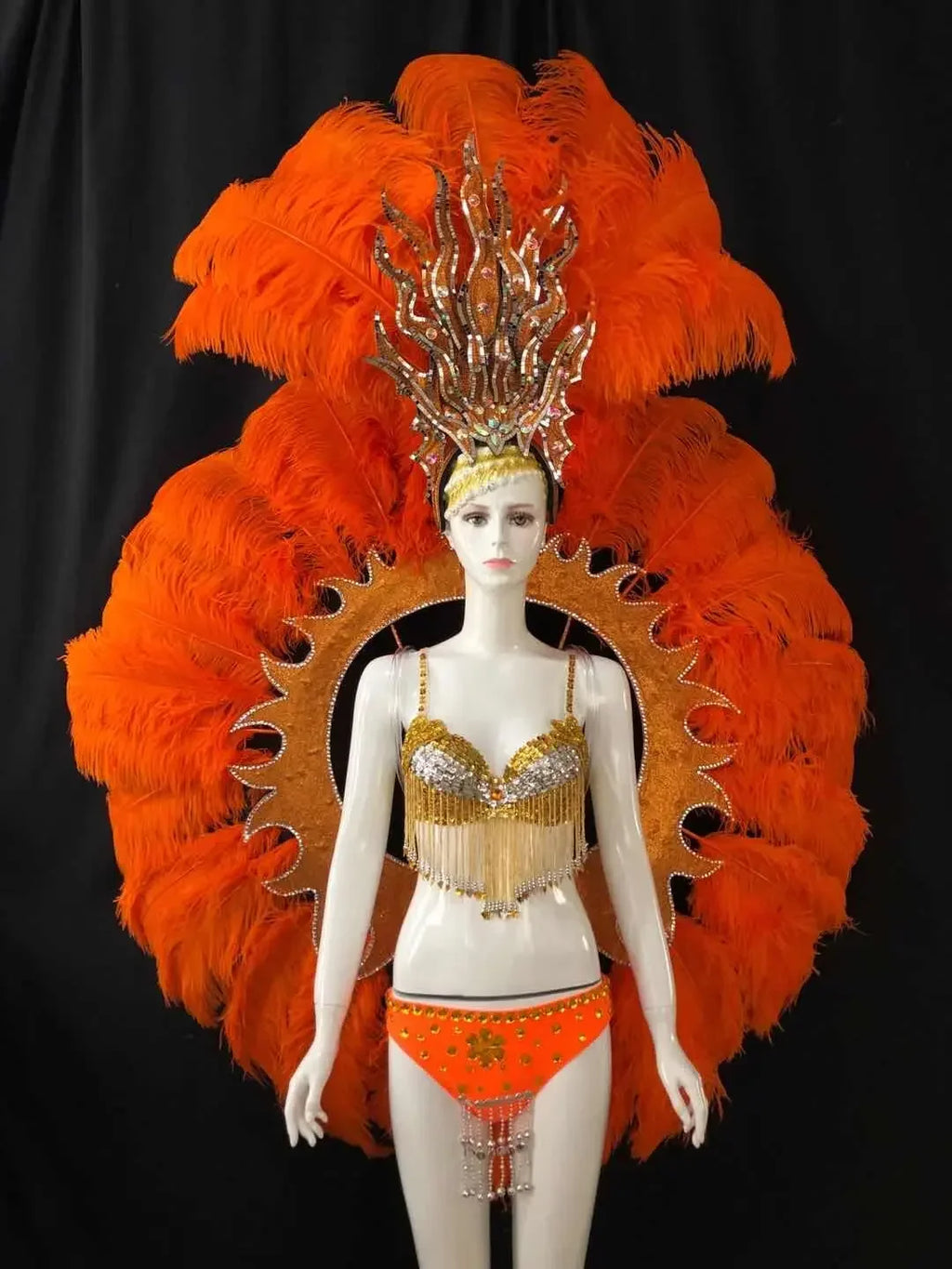 Feathered Carnival Headdress and Backpack Wing Set