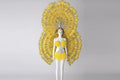 Showgirl Feather Backpiece with Rhinestone Burst Headdress Costume Set