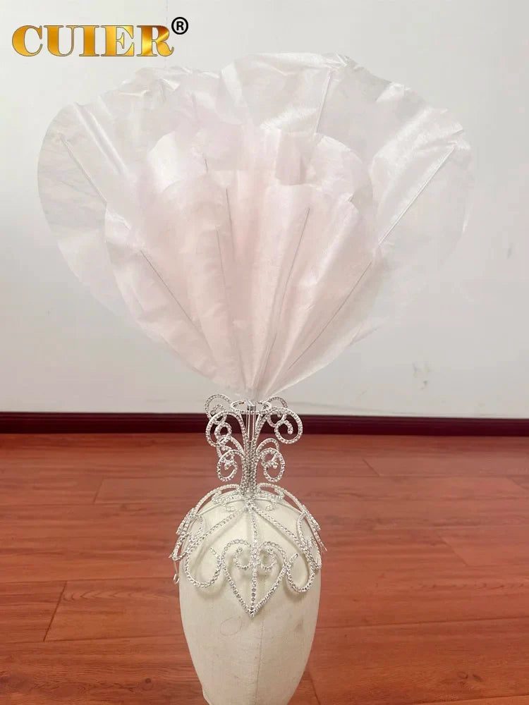 The Stardust Empress Blossom – Deluxe Crystal & Feather Carnival Headpiece Hair Jewelry