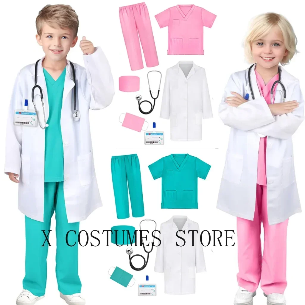 Kids Doctor Nurse Cosplay Costume – Surgical Uniform Role Play Outfit