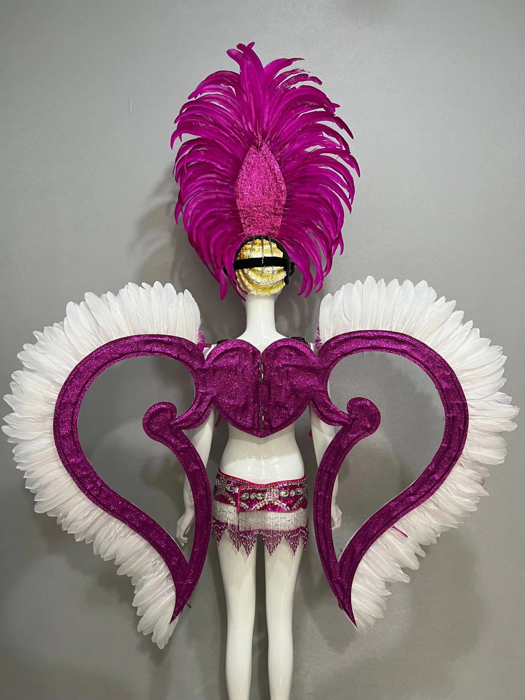 Jewel-Toned Feathered Wings and Headdress Set