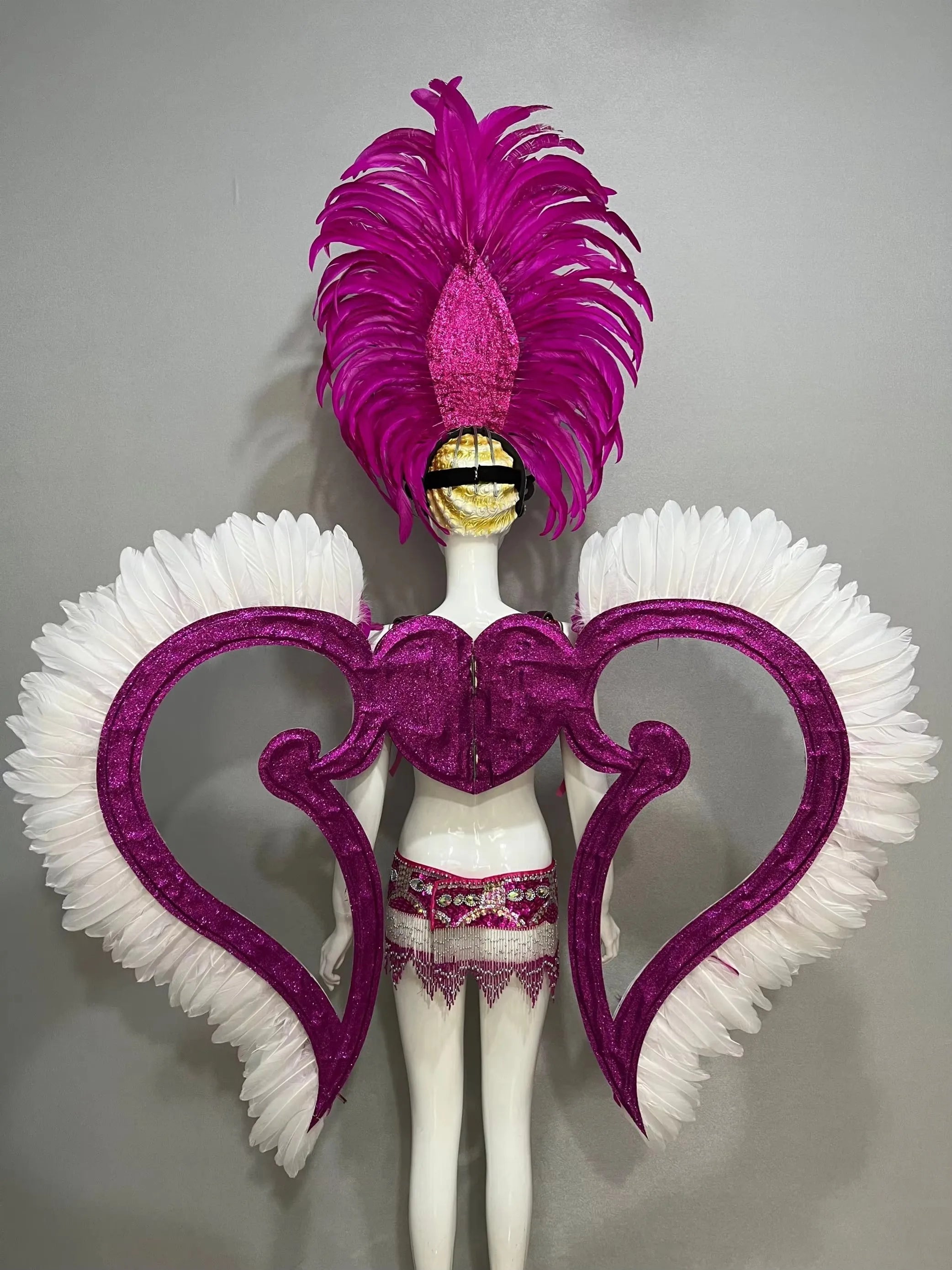 Jewel-Toned Feathered Wings and Headdress Set